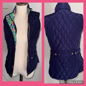 Lilly Pulitzer XS Navy Blue Quilted Vest NICE